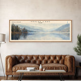 Priest Lake Idaho Framed Canvas Print, Lake House Decor, Panoramic Wall Art, Travel Poster, Beautiful Landscape Painting, Living Room Decor