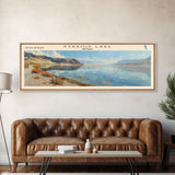 Pyramid Lake Framed Canvas Print, Lake House Decor, Panoramic Travel Poster, Scenic Wall Art, Modern Art