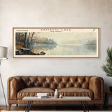 Ramapo Lake New Jersey Framed Canvas Print, Lake House Decor, Panoramic Wall Art, Travel Poster, Scenic Landscape Painting, Contemporary Art