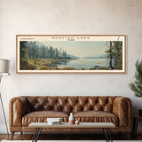 Redfish Lake Idaho Framed Canvas Print, Lake House Decor, Panoramic Wall Art, Travel Poster, Beautiful Landscape Painting, Living Room Decor