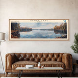 Sandy Lake Framed Canvas Print, Lake House Decor, Panoramic Wall Art, Travel Poster, Serene Landscape Painting, Bedroom Decor