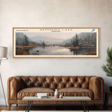 Semmens Lake Panoramic Framed Canvas Print, Lake House Decor, Wall Art, Travel Poster, Scenic Landscape, Living Room Decor, Beautiful Lake