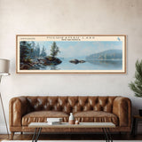 Smallwood Michikamau Lake Panoramic Framed Canvas Print, Lake House Decor, Wall Art, Travel Poster, Scenic Landscape, Bedroom Decor