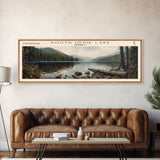 South Henik Lake Panoramic Framed Canvas Print, Lake House Decor, Wall Art, Travel Poster, Scenic Lake Painting, Living Room Decor