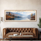 Stuart Lake Panoramic Wall Art, Framed Canvas Print, Lake House Decor, Travel Poster, Scenic Landscape Painting, Living Room Decor