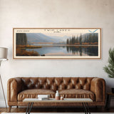 Twin Lakes Panoramic Wall Art, Framed Canvas Print, Lake House Decor, Travel Poster, Scenic Lake Scene, Living Room Art