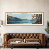 Warden Lake West Virginia Panoramic Wall Art, Framed Canvas Print, Lake House Decor, Travel Poster, Scenic Lake Scene, Living Room Art