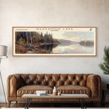 Weagamow Lake Panoramic Wall Art, Framed Canvas Print, Lake House Decor, Travel Poster, Scenic Lake Scene, Living Room Art