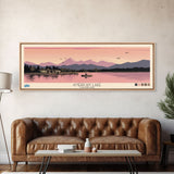 American Lake Colorado Framed Canvas Print, Panoramic Travel Poster, Pop Art, Midcentury Modern Wall Art, Scenic Bedroom Art