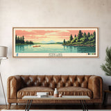 Amisk Lake Saskatchewan Framed Canvas Print, Panoramic Wall Art, Midcentury Modern, Pop Art, Travel Poster, Scenic Living Room Art