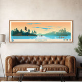 Apopka Lake Florida Framed Canvas Print, Panoramic Travel Poster, Midcentury Modern Wall Art, Pop Art, Nature Living Room Art