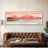 Bartlett Lake Arizona Framed Canvas Print, Panoramic Wall Art, Midcentury Modern, Pop Art, Travel Poster, Scenic Bedroom Art