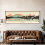 Bear Lake Southwest Alaska Framed Canvas Print, Panoramic Wall Art, Midcentury Modern, Pop Art, Travel Poster, Scenic Bedroom Art, Living Room Decor