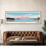 Big Bear Lake California Framed Canvas Print, Panoramic Wall Art, Midcentury Modern, Pop Art, Travel Poster, Scenic Bedroom Art, Living Room Decor