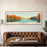 East Fork Lake Ohio Framed Canvas Print, Panoramic Wall Art, Midcentury Modern, Pop Art, Bedroom Decor, Travel Poster, Artistic Lake Painting