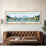 East Lake Oregon Framed Canvas Print, Panoramic Landscape Art, Midcentury Modern, Pop Art, Living Room Wall Art, Travel Poster, Beautiful Nature Art