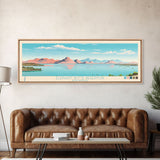 Elephant Butte Reservoir New Mexico Framed Canvas Print, Panoramic Wall Art, Midcentury Modern, Pop Art, Living Room Decor, Travel Poster, Lake Art