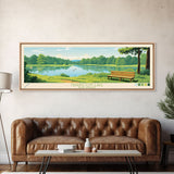 Farrington Lake New Jersey Framed Canvas Print, Panoramic Art, Midcentury Modern, Pop Art, Living Room Wall Art, Travel Poster, Nature Art, Home Decor