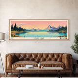 Hebgen Lake Montana Framed Canvas Print, Panoramic Wall Art, Midcentury Modern, Pop Art, Living Room Decor, Travel Poster, Nature Art, Lake House Art