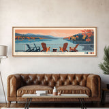 Herrington Lake Kentucky Framed Canvas Print, Panoramic Wall Art, Midcentury Modern, Pop Art, Living Room Wall Art, Travel Poster, Lake View, Nature Art