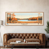 Higgins Lake Michigan Framed Canvas Print, Panoramic Art, Midcentury Modern, Pop Art, Bedroom Decor, Travel Poster, Lake House Art, Home Decor