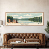 High Rock Lake North Carolina Framed Canvas Print, Panoramic Wall Art, Midcentury Modern, Pop Art, Living Room Decor, Travel Poster, Bedroom Art