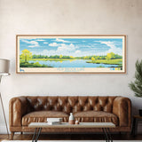 Hop Brook Lake Connecticut Framed Canvas Print, Panoramic Art, Midcentury Modern, Pop Art, Living Room Decor, Travel Poster, Artistic Decor