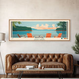 Hyco Lake North Carolina Framed Canvas Print, Panoramic Art, Midcentury Modern, Pop Art, Living Room Wall Art, Travel Poster, Lake House Art