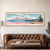 Jackson Lake Wyoming Framed Canvas Print, Panoramic Wall Art, Midcentury Modern, Pop Art, Bedroom Decor, Travel Poster, Nature Decor