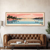 Keystone Lake Oklahoma Framed Canvas Print, Panoramic Art, Midcentury Modern, Pop Art, Living Room Decor, Travel Poster, Artistic Decor