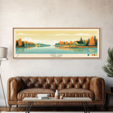 Knee Lake Manitoba Framed Canvas Print, Panoramic Wall Art, Midcentury Modern, Pop Art, Bedroom Art, Travel Poster, Lake House Art