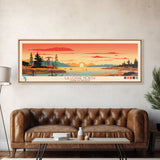 La Loche North Saskatchewan Framed Canvas Print, Panoramic Wall Art, Midcentury Modern, Pop Art, Lake House Decor, Travel Poster, Living Room Art