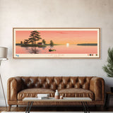 Lac La Biche Alberta Framed Canvas Print, Panoramic Art, Midcentury Modern, Pop Art, Living Room Wall Art, Travel Poster, Lake House Decor