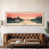 Lac Payne Quebec Framed Canvas Print, Panoramic Wall Art, Midcentury Modern, Pop Art, Bedroom Decor, Travel Poster, Living Room Art