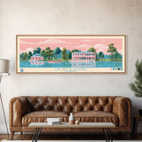 Lac des Allemands Louisiana Framed Canvas Print, Panoramic Wall Art, Midcentury Modern, Pop Art, Bedroom Art, Travel Poster, Living Room Decor