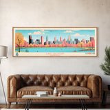 Lake Calhoun Minnesota Framed Canvas Print, Panoramic Wall Art, Midcentury Modern, Pop Art, Bedroom Decor, Travel Poster, Living Room Art