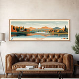 Lake Carmi Vermont Framed Canvas Print, Panoramic Art, Midcentury Modern, Pop Art, Living Room Wall Art, Travel Poster, Lake House Decor