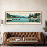 Lake Coeur dAlene Idaho Framed Canvas Print, Panoramic Art, Midcentury Modern, Pop Art, Living Room Wall Art, Travel Poster, Lake House Decor