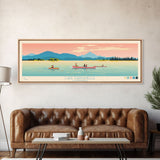 Lake Dardanelle California Framed Canvas Print, Panoramic Art, Midcentury Modern, Pop Art, Living Room Wall Art, Travel Poster, Lake House Decor