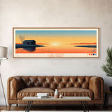 Lake Darling North Dakota Framed Canvas Print, Panoramic Wall Art, Midcentury Modern, Pop Art, Bedroom Decor, Travel Poster, Living Room Art