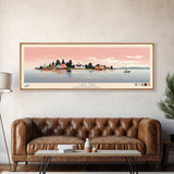 Lake Erie Ohio Pennsylvania Framed Canvas Print, Panoramic Art, Midcentury Modern, Pop Art, Living Room Wall Art, Travel Poster, Lake House Decor