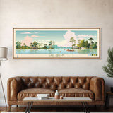 Lake Griffin Florida Framed Canvas Print, Panoramic Wall Art, Midcentury Modern, Pop Art, Bedroom Art, Travel Poster, Living Room Decor