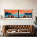 Lake Hopatcong New Jersey Framed Canvas Print, Panoramic Wall Art, Midcentury Modern, Pop Art, Living Room Decor, Travel Poster, Bedroom Art