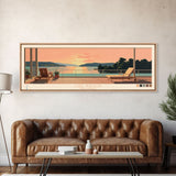 Lake Hudson Oklahoma Framed Canvas Print, Panoramic Wall Art, Midcentury Modern, Pop Art, Lake House Art, Travel Poster, Bedroom Decor