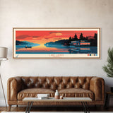 Lake Lanier Georgia Framed Canvas Print, Panoramic Wall Art, Midcentury Modern, Pop Art, Lake House Decor, Travel Poster, Bedroom Art