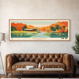 Lake Lillinonah Connecticut Framed Canvas Print, Panoramic Wall Art, Midcentury Modern, Pop Art, Living Room Decor, Travel Poster