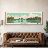 Lake Marion South Carolina Framed Canvas Print, Panoramic Wall Art, Midcentury Modern, Pop Art, Bedroom Art, Travel Poster, Lake House Decor