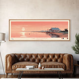 Lake McConaughy Nebraska Framed Canvas Print, Panoramic Wall Art, Midcentury Modern, Pop Art, Bedroom Art, Travel Poster, Lake House Decor