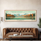 Lake McDonald Montana Framed Canvas Print, Panoramic Wall Art, Midcentury Modern, Pop Art, Living Room Decor, Travel Poster