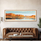 Lake Meredith Texas Framed Canvas Print, Panoramic Wall Art, Midcentury Modern, Pop Art, Bedroom Art, Travel Poster, Lake House Decor